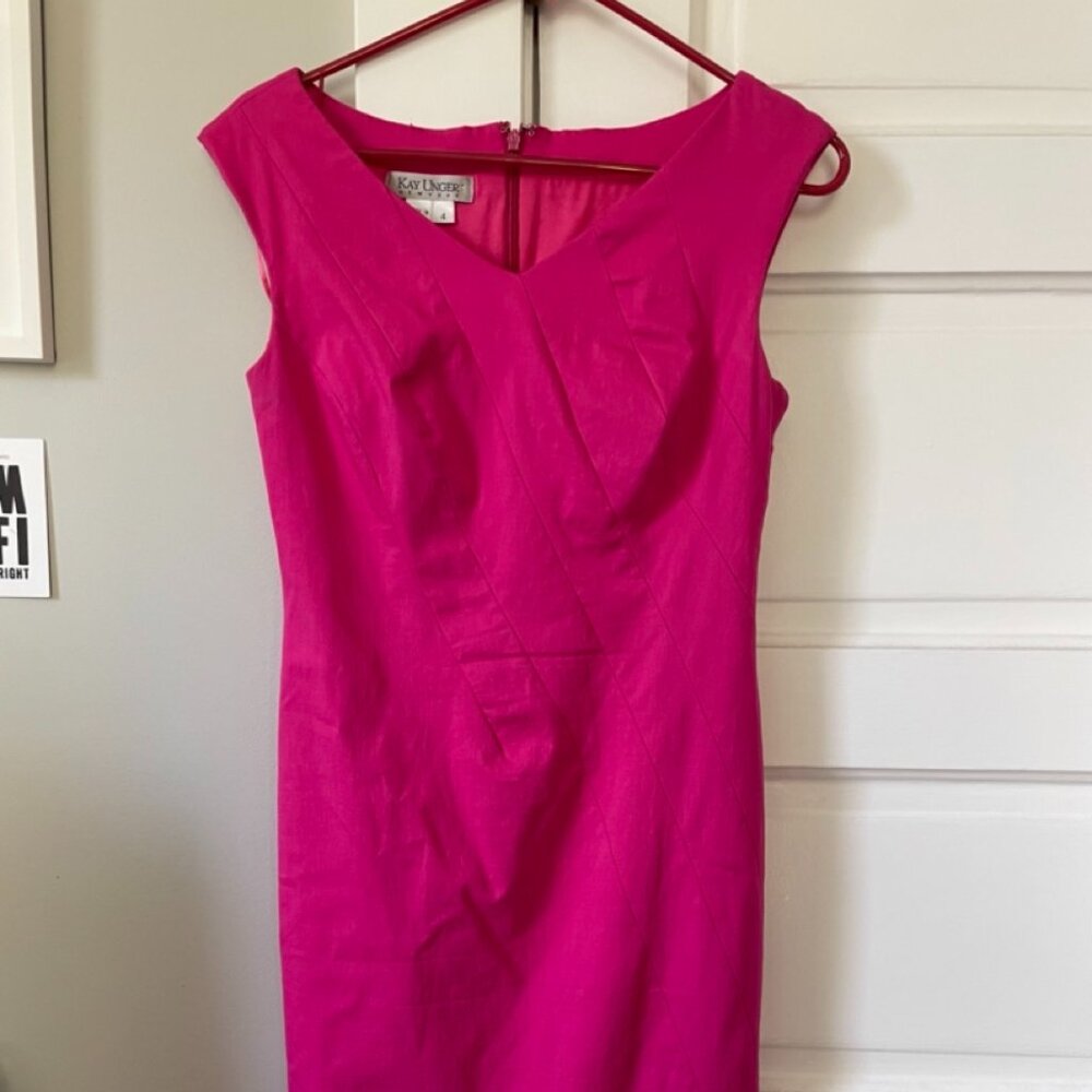 Size 4 Kay Unger magenta/hot pink minidress